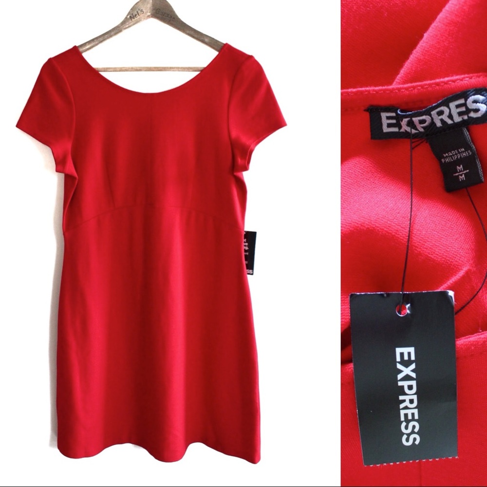 Express NWT Red Scoop Back Mini Party Dress Medium Stand out